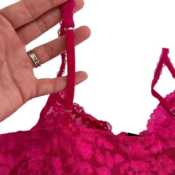 Victoria’s Secret Moda magenta sheer lace bralette size xlarge - Picture 3 of 5